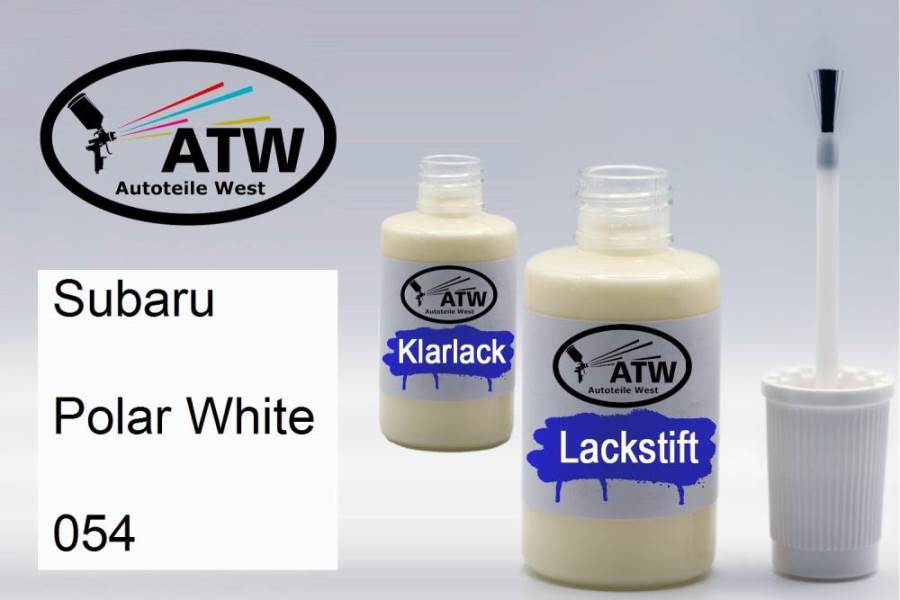 Subaru, Polar White, 054: 20ml Lackstift + 20ml Klarlack - Set, von ATW Autoteile West.